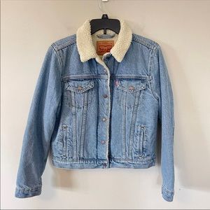 Levi’s Sherpa Ex-boyfriend Trucker Denim Jacket